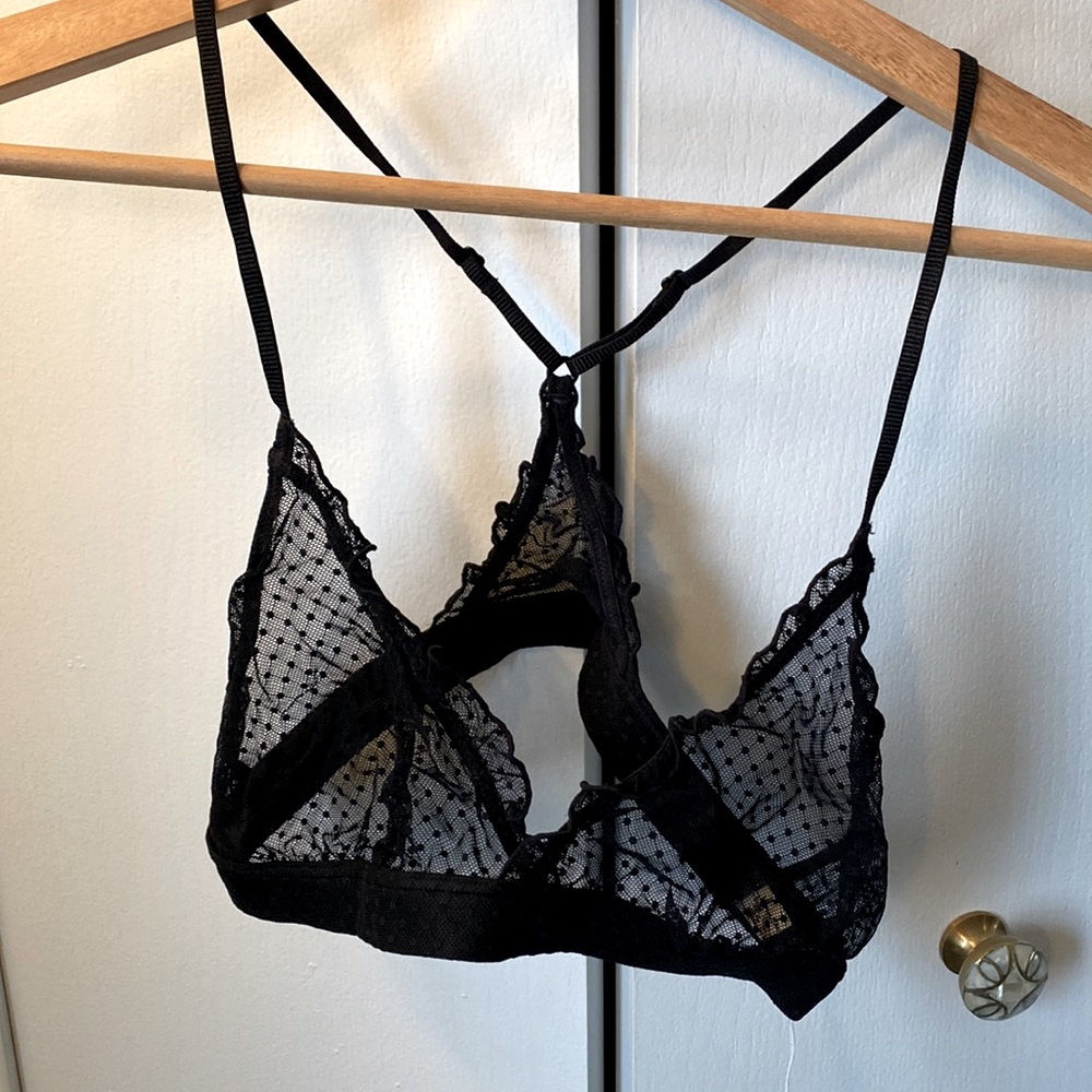 Free People intimately Black Polka Dot Lace Bralette. Medium NEVER WORN.